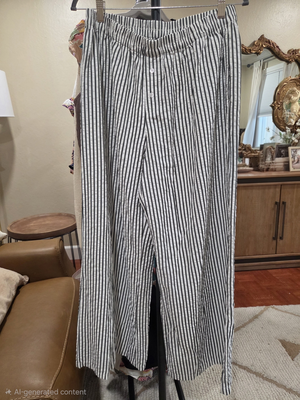 Sincerly Jules Black & White Vertical Stripe Wide-Leg Trousers